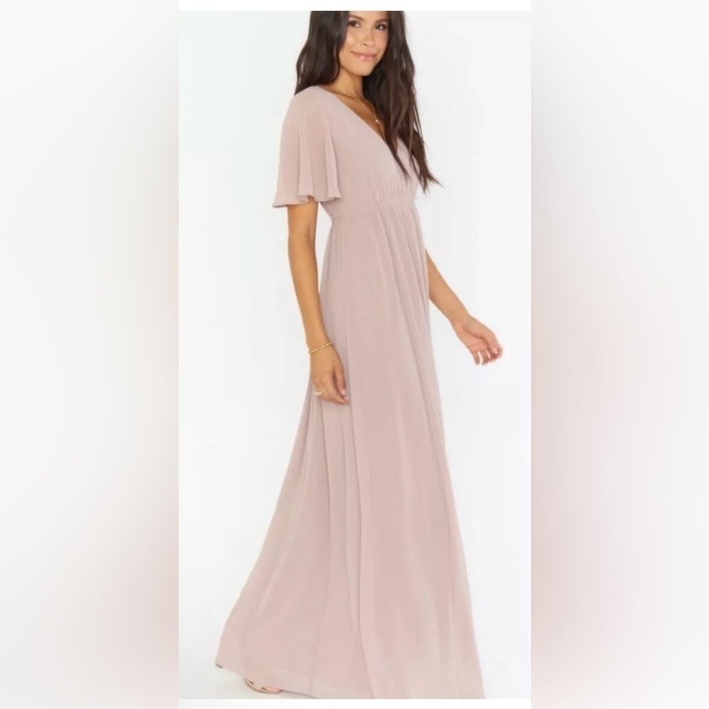 Show Me Your Mumu Emily Empire Maxi Dress Size S Soft Beige NEW - Picture 3 of 5